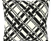 16x16 Throw Pillow Cover Black White Print Home Decor Cotton Decorative