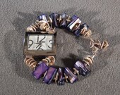 Vintage Sterling Silver Silver Tone Multi Round Silver Mother Of Pearl Bead Bold Quartz Watch Bracelet