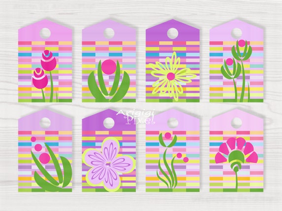 Purple Printable Gift Tags Spring Flowers Mother's Day Easter Printables instant download Il_570xn