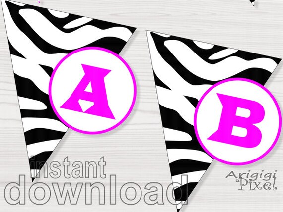 Girly Hot Pink Alphabet Number for Party Banner Printable Party Decoration Birthday Party Welcome Baby Showe DIYr Il_570xn