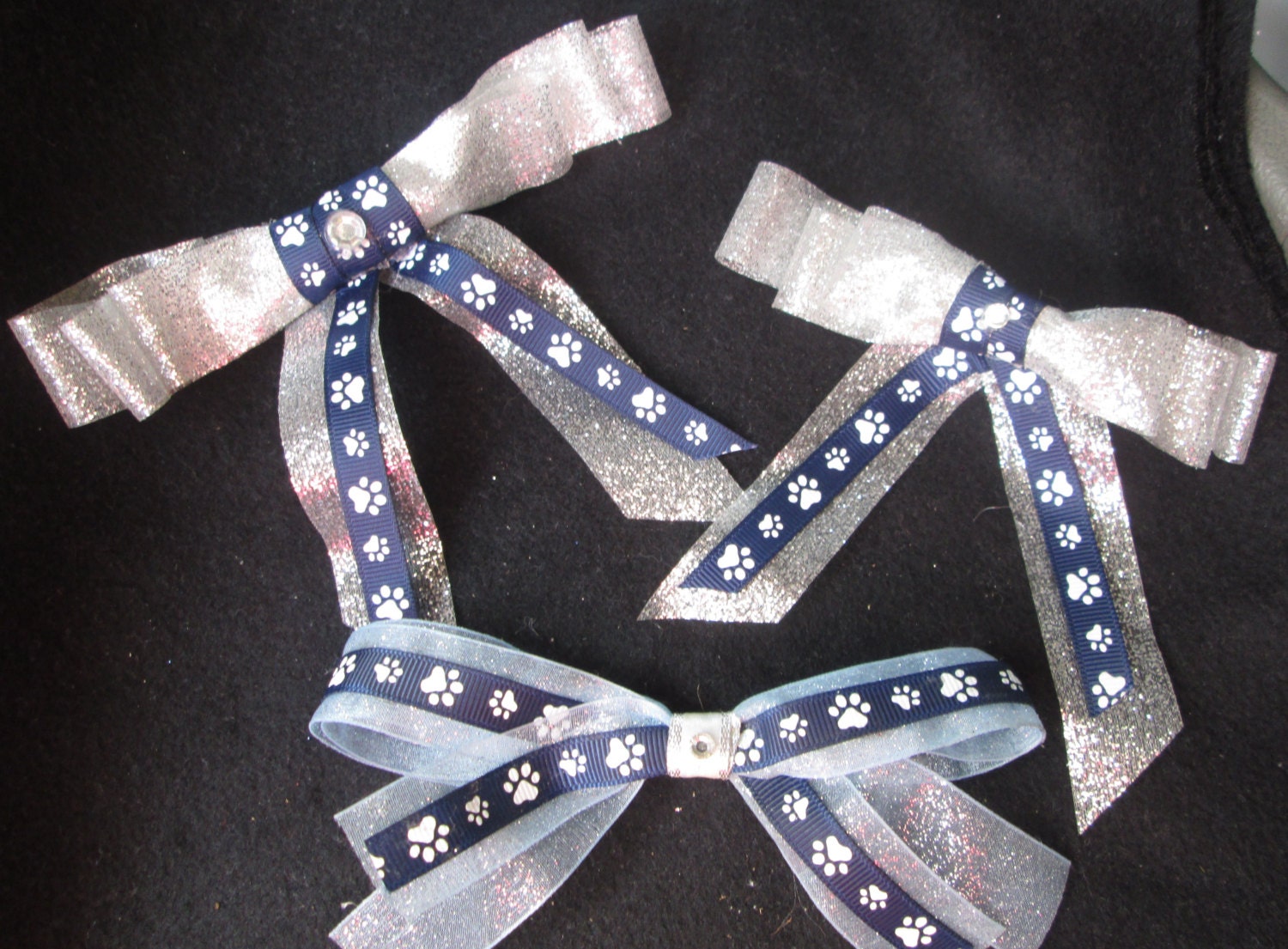 Sparkle Paw Print Hair bow Barrettes