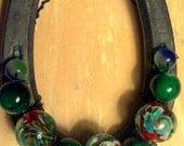 Forrest Green Themed Glass Beaded Horseshoe