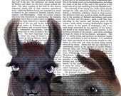 ON SALE Llama Love Art Illustration Giclee Print Acrylic Painting Wall art Wall decor Wall Hanging Valentines Day For Him For Her