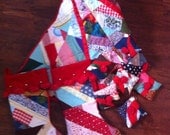 Repurposed Vintage Quilt Top Christmas Tree Skirt Stockings and Ornaments