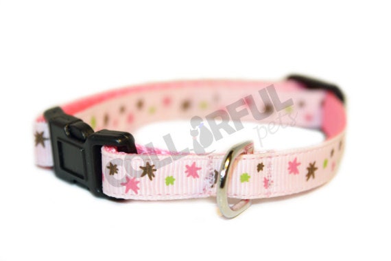 Stars Pink/Purple/Green Small Nylon Adjustable Buckle Dog/Cat Collar