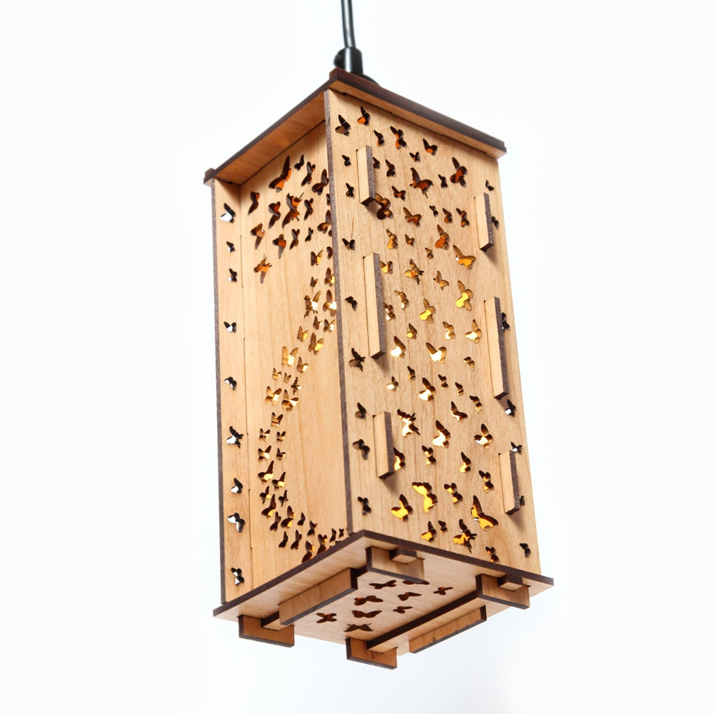 Butterfly wood ceiling light lamp shade light fitting fixture box lighting sconce in sustainable wood