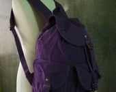 Dark Purple Cotton Canvas Men Women Backpack, Travel Bag, Overnight Bag, School Bag, Rucksack, Messenger, Laptop, All Purpose Bag - BP005