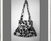 CW Reversible classic black and white reversible flower  tote shoulder bag