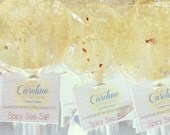 Spicy Sea Salt Lollipop, Salted Caramel, Hard Candy Lollipops, Party Favors, SIX LOLLIPOPS