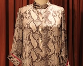 Graphic Reptilian Print Silk Kurta Tunic with crystal embroidery detail Pakistani Indian