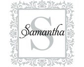 Personalized Vinyl Initial & Name Wall Decal - Shabby Chic Scroll Monogram Baby Girl Nursery Toddler Teen Room Wall Art 22H x 22W GN023