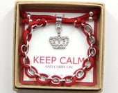 Keep Calm "Crown" Charm Bracelet in Gift Box