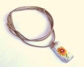 White Wooden Necklace Leather Necklace Rustic Necklace Bohemian Jewelry Wood Necklace Boho Necklace Wooden Jewelry Wood Pendant Flower