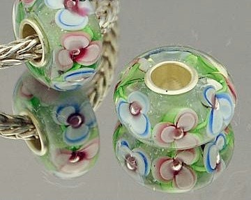 Multi Color Flower Murano Glass Lampwork Bead Charm for European or pandora Charm Bracelet