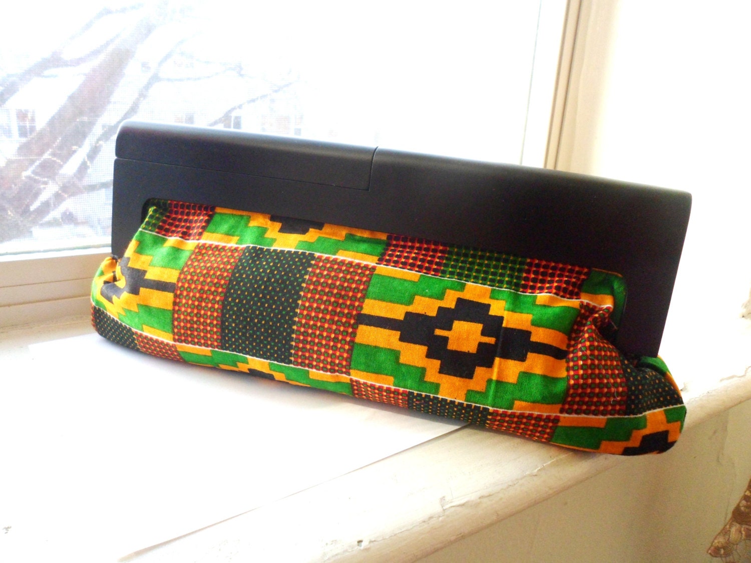 Kente fabric /Clutch Purse/ Wood frame