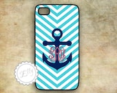 Personalized  iphone anchor monogram hard case nautical chevron preppy cover