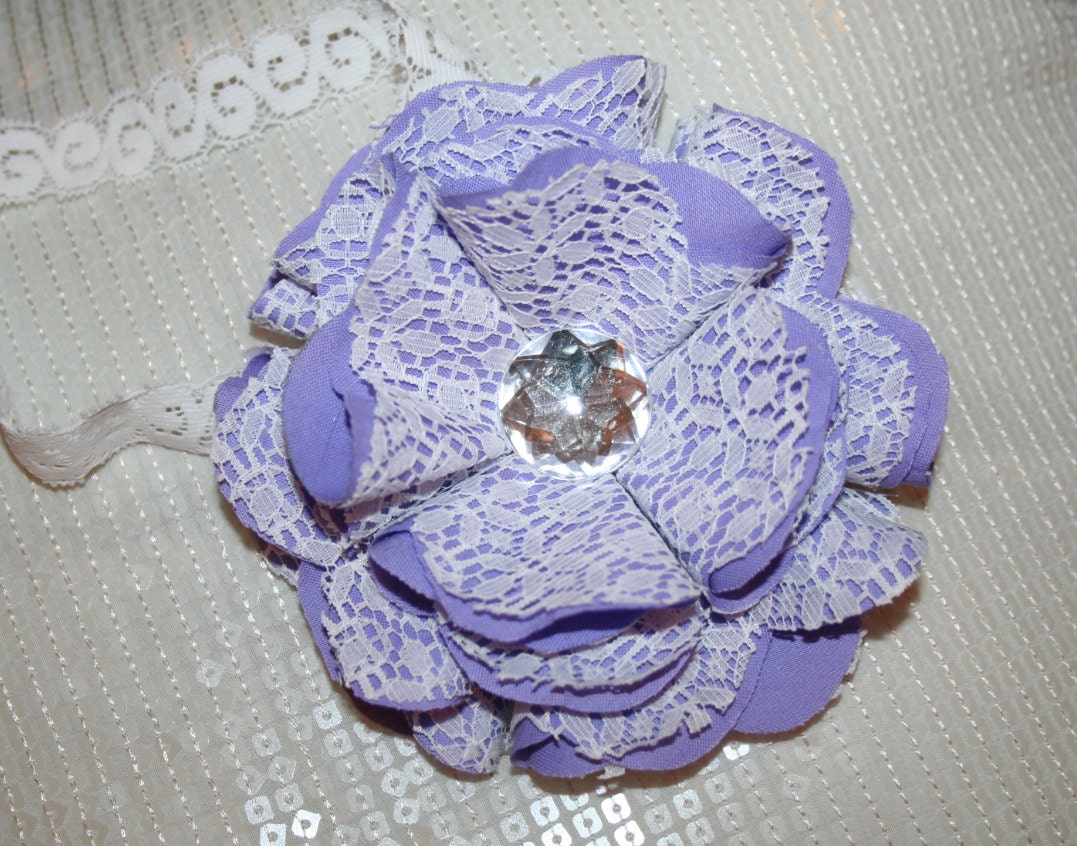 Girls Light Purple and Lace Easter Headband / Easter Girls /  Easter Flower Headband  / Easter Bow
