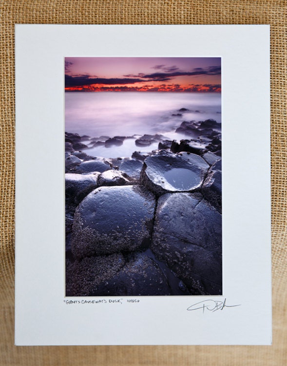 Overstock Sale, Ireland Photograph, 5x7.5" Matted Print, 20% Off- "Giant's Dusk",  Limited Edition Print