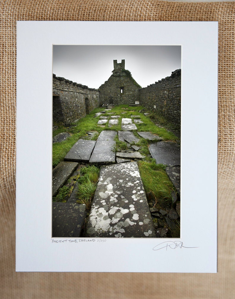 Overstock Sale, Ireland Photograph, 5x7 1/2" Matted Print, 20% Off- "Irish Tomb",  Limited Edition Print