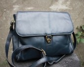 Vintage Etienne Agnier Blue leather Shoulder cross body Bag, Purse