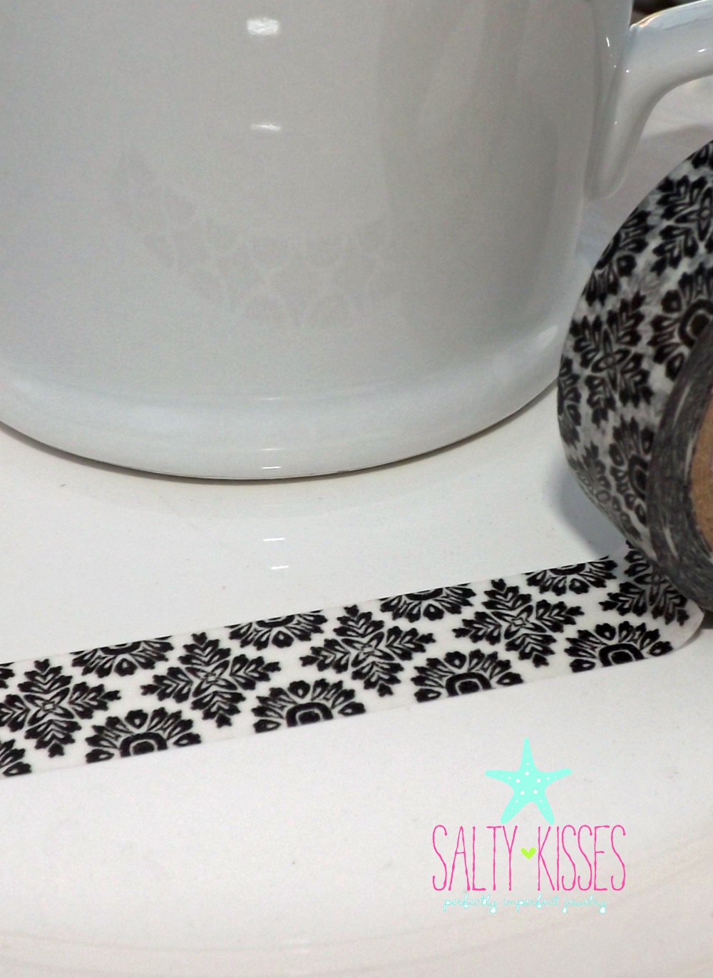 Washi tape MT Somi / Black and white damask / scrapbooking packaging ribbon
