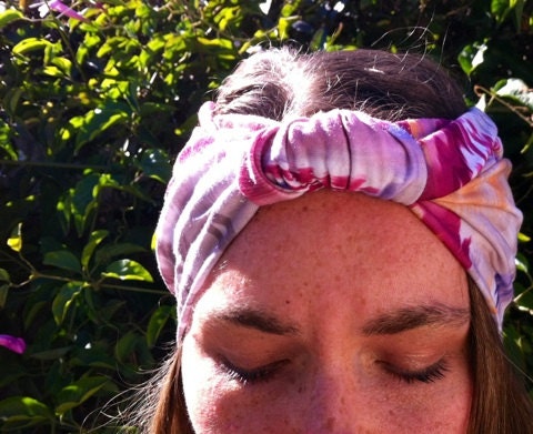 Spring SALE Yoga Turban Headbands 2 for 20- Tiffany Blue & Pink Water Color - Bohemian Headbands, Hipster Urban, fashion turban