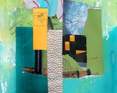 Original collage art, created by hand, paper, acrylic paint and mixed media - Atrium