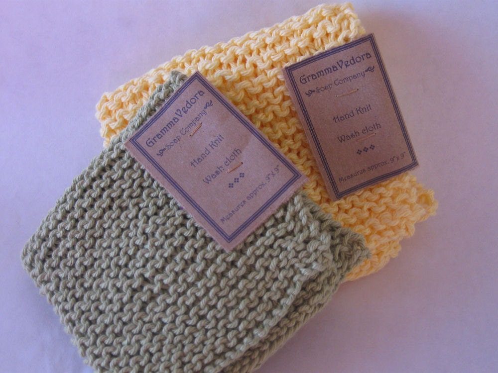 Hand knit wash cloths garter stitch 9 by 9