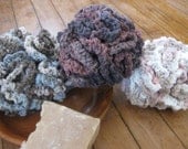Hand crocheted cotton bath scrubbies varigated