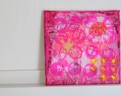 Abstract on canvas 7,87x7,87" original painting mixed media