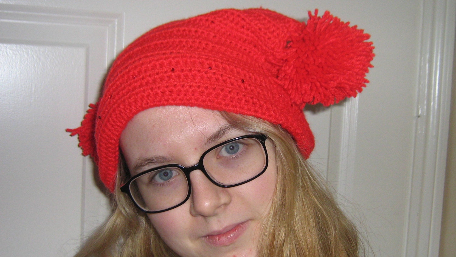 handmade red bobbi hat