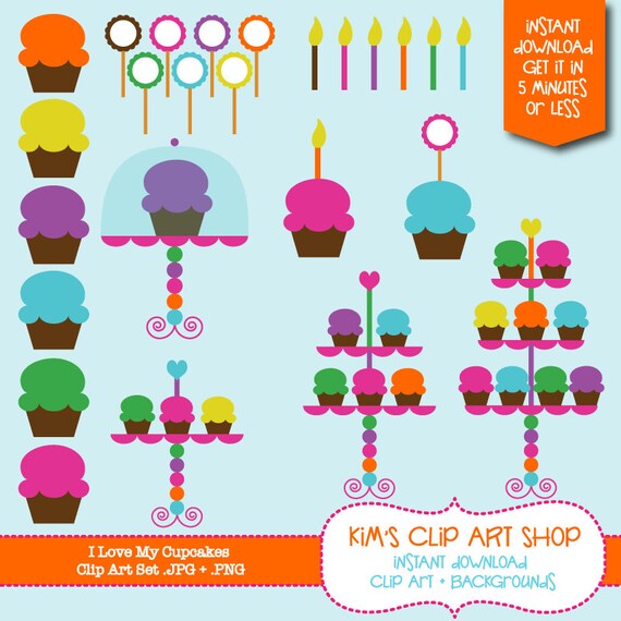 Cupcakes Create Your Cupcakes Clip Art Set, clip art, clipart, digital scrapbooking, graphic illustration Il_570xn