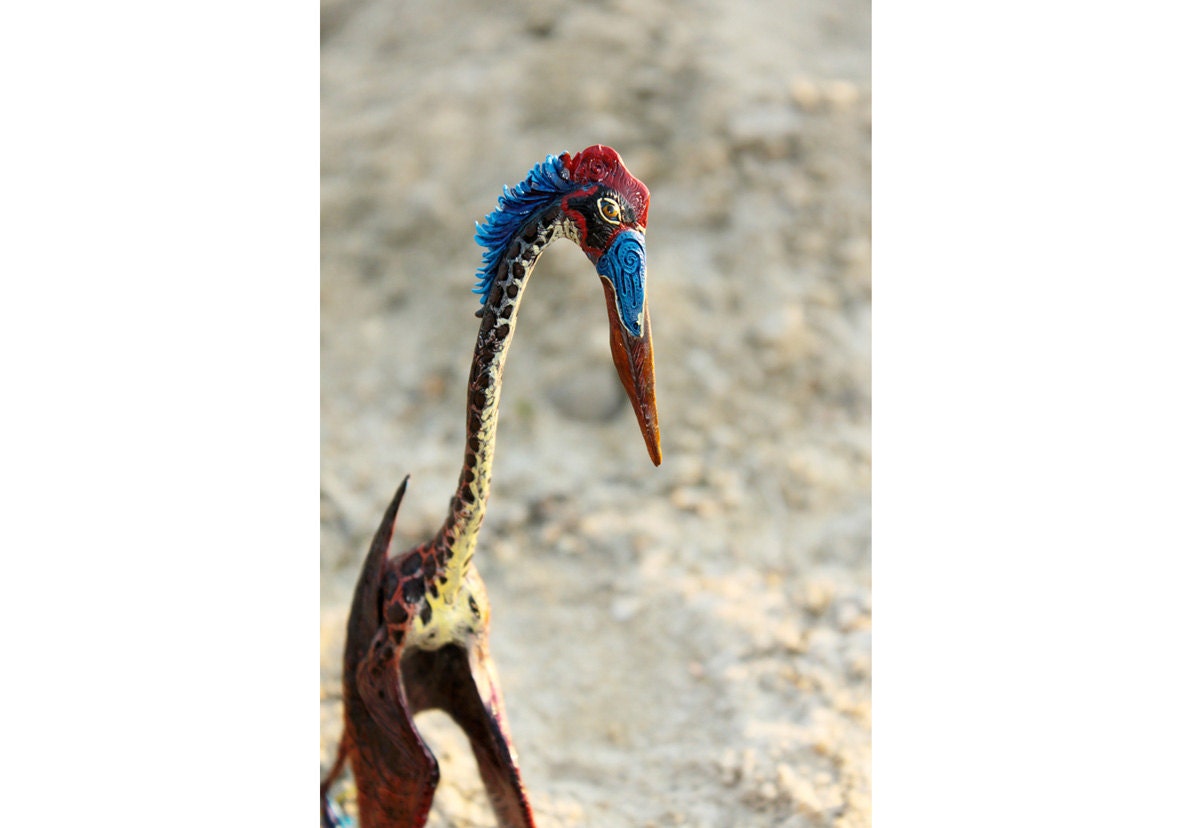 Dinosaur Dino Figurine Fantasy Skulpture Pterosauria Quetzalcoatlus Guardian Spirit Amulet Shamanic Native
