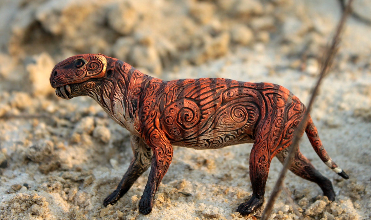 Prehistoric Animal Figurine Fantasy Skulpture Theriodontia Guardian Spirit Amulet Shamanic Native
