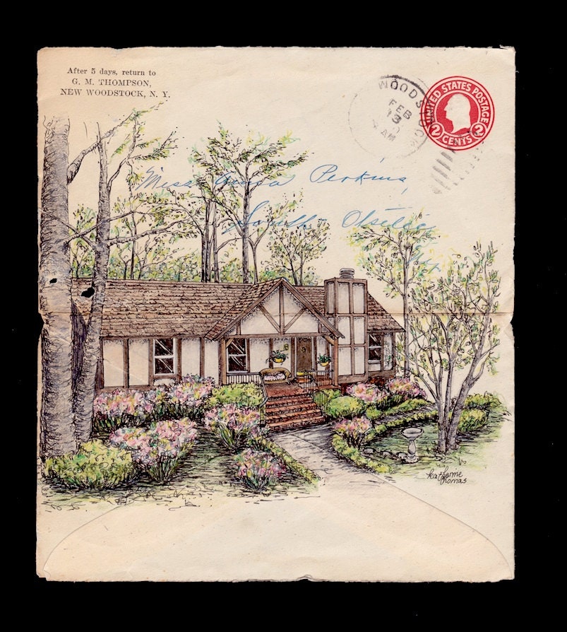 Your Own House - Commission A Drawing on Antique Envelope