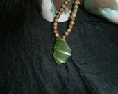 Lake Erie Beach Glass with Unikite beads Necklace