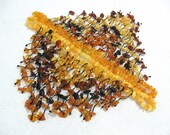 Natural Amber Fringe Necklace Handknotted Multicoloured Lightweight  Yellow Butterscotch Brown Genuine Baltic Amber Cascade Bib Rustic