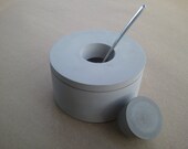 large short concrete salt cellar spice jar with access hole lid and concrete stopper