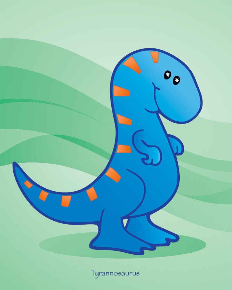 Tyrannosaurus Art Print, Kids Room Wall Art, 8x10, Dinosaur Art, Giclee Print