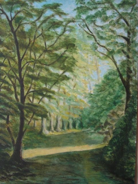 Vintage art, Forest Glade France, Stanley Jackson, Ireland, original oil painting, landscape painting, made in Ireland