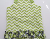 Little girls Chevron Ruffled Dress, 5T, ready to ship.