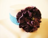 Felted  flower necklace choker grape's - aqua  Victorian women jewelry Hand dyed