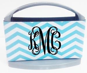 CHEVRON Tiffany Blue  White /CHEVRON  Black  White/ Preppy  6 Pack Monogrammed Neoprene Cooler