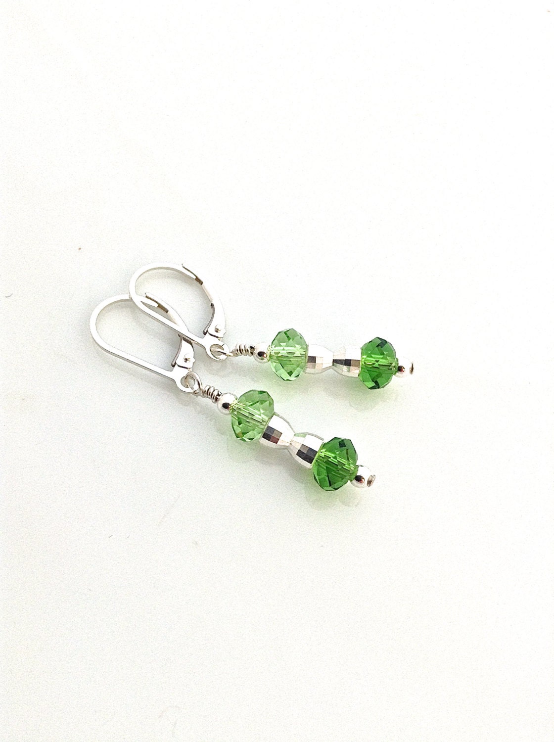 Peridot Earring, Peridot Jewelry, Sterling Silver Dangle, May Birthstone, Emerald Green, Ombre, Swarovski Crystal, Gift for Mom, Mothers Day