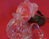 Vintage Crystal Perfume Bottle with Glass Heart Stopper Made in Japan, Teleflora Crystal Perfume Bottle, Glass Perfume Bottle