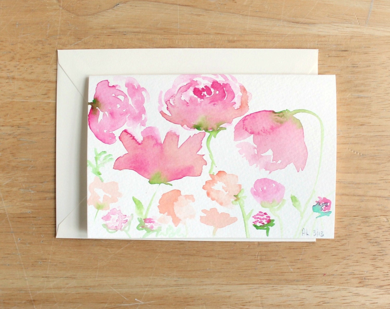 Birthday Card, Mother's Day Card, Floral Watercolor Card with Envelope // original hand painted paper goods