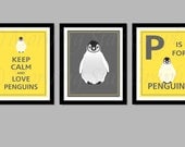 Keep Calm and Love Penguins 8x10 Prints Set of 3 Nursery Art