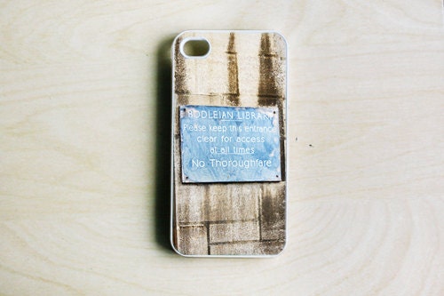 iPhone 4/4S Case - Library Sign iPhone Cover, Photography Phone Case, Plastic iPhone Case, Oxford Bodleian Library Photo Case
