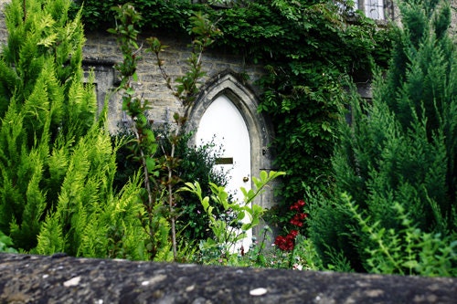 Oxford Photography 8x10 Fine Art Print - Door Photograph, White Door Surrounded by Greenery, Fairytale Whimsical Photography, Travel Photo