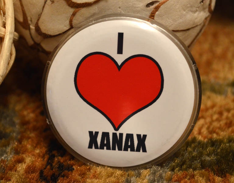 Funny Pinback Button - I Heart Xanax - Hilarious Funny Adult Humor Novelty Button Accessories